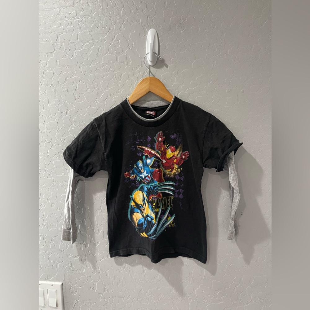 Vintage Y2K Marvel Ironman Wolverine Captain America L/S Shirt Youth Small